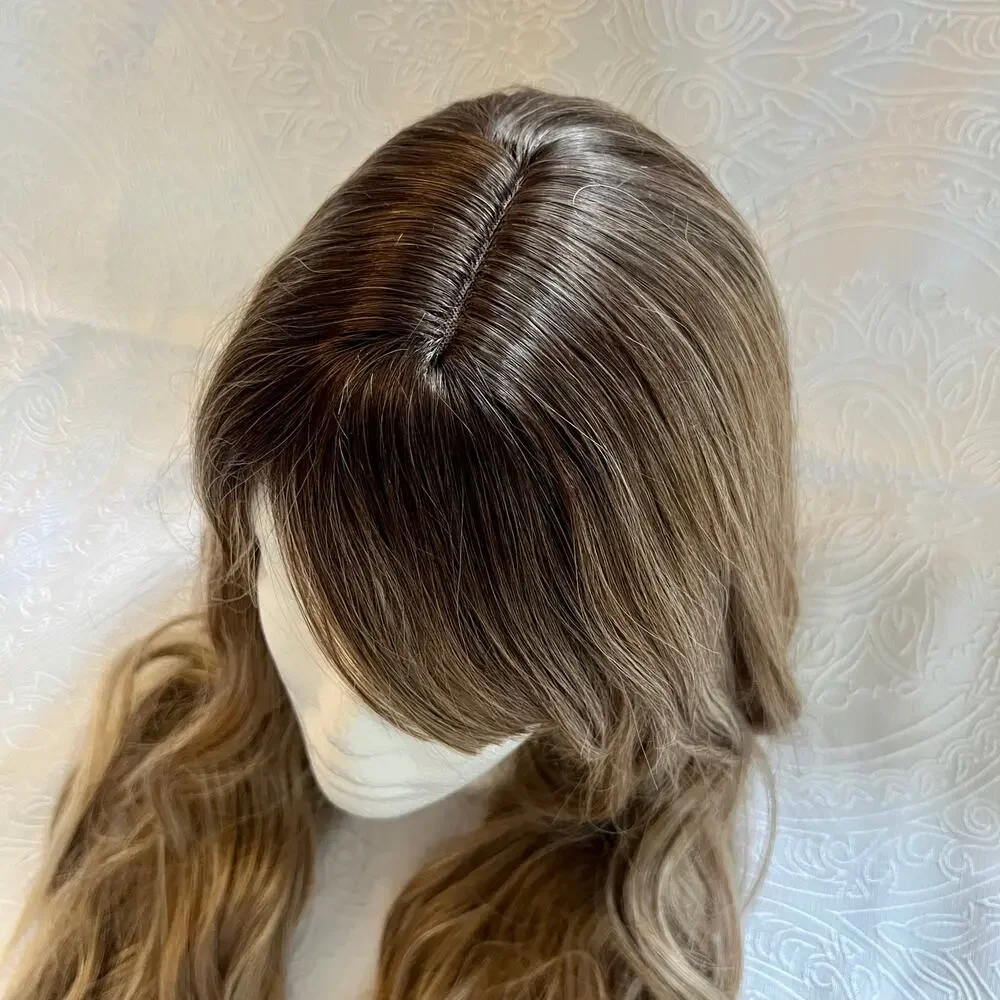 Long Wavy Brown Dark Roots Ombre Blonde Highlights Everyday Cosplay Wig